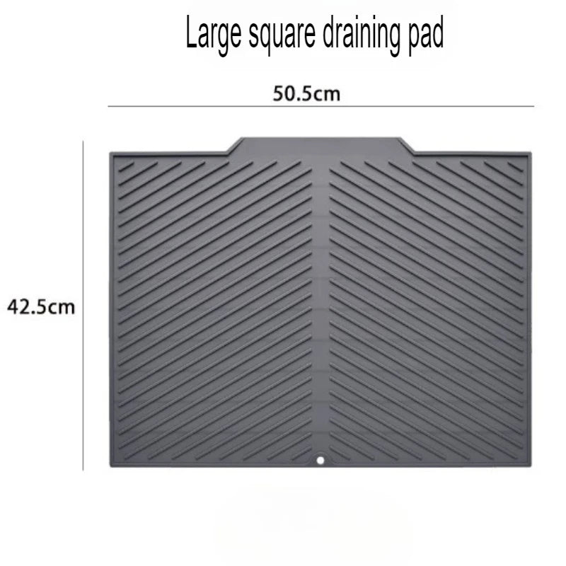 tapis drainage silicone gris moderne rayures horizontales anti dérapant rapide drying mat vaisselle organisateur