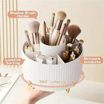organisateur maquillage rotatif blanc rayures modernes pieds dorés pinceaux crayons stylos scies
