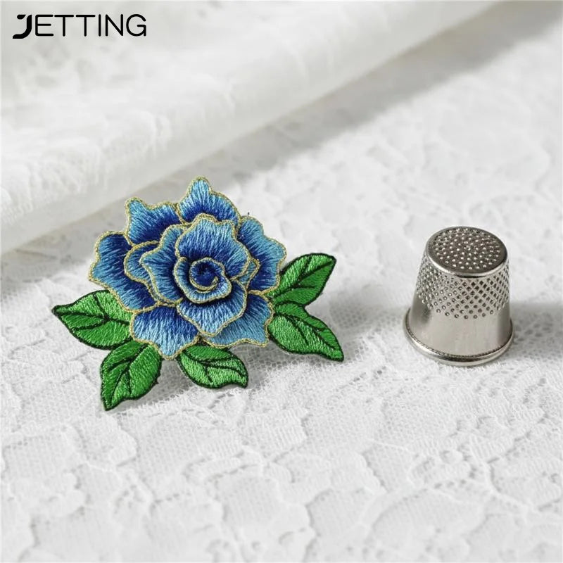 broderies 3D fleurées nylon opaque couture DIY femmes artisanal bleu vert rose jaune