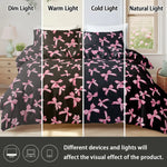 housse couette motif noeuds rose fond noir ensemble literie moderne deux taies oreillers polyester