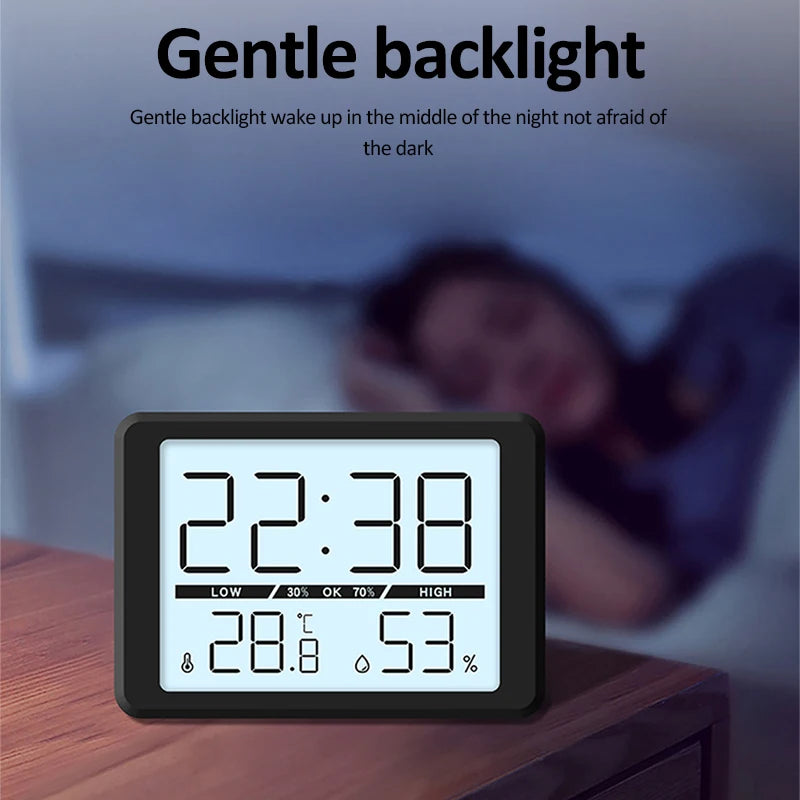 horloge multifonctionnelle affichage numérique température humidité minimaliste moderne réveil heures date snooze
