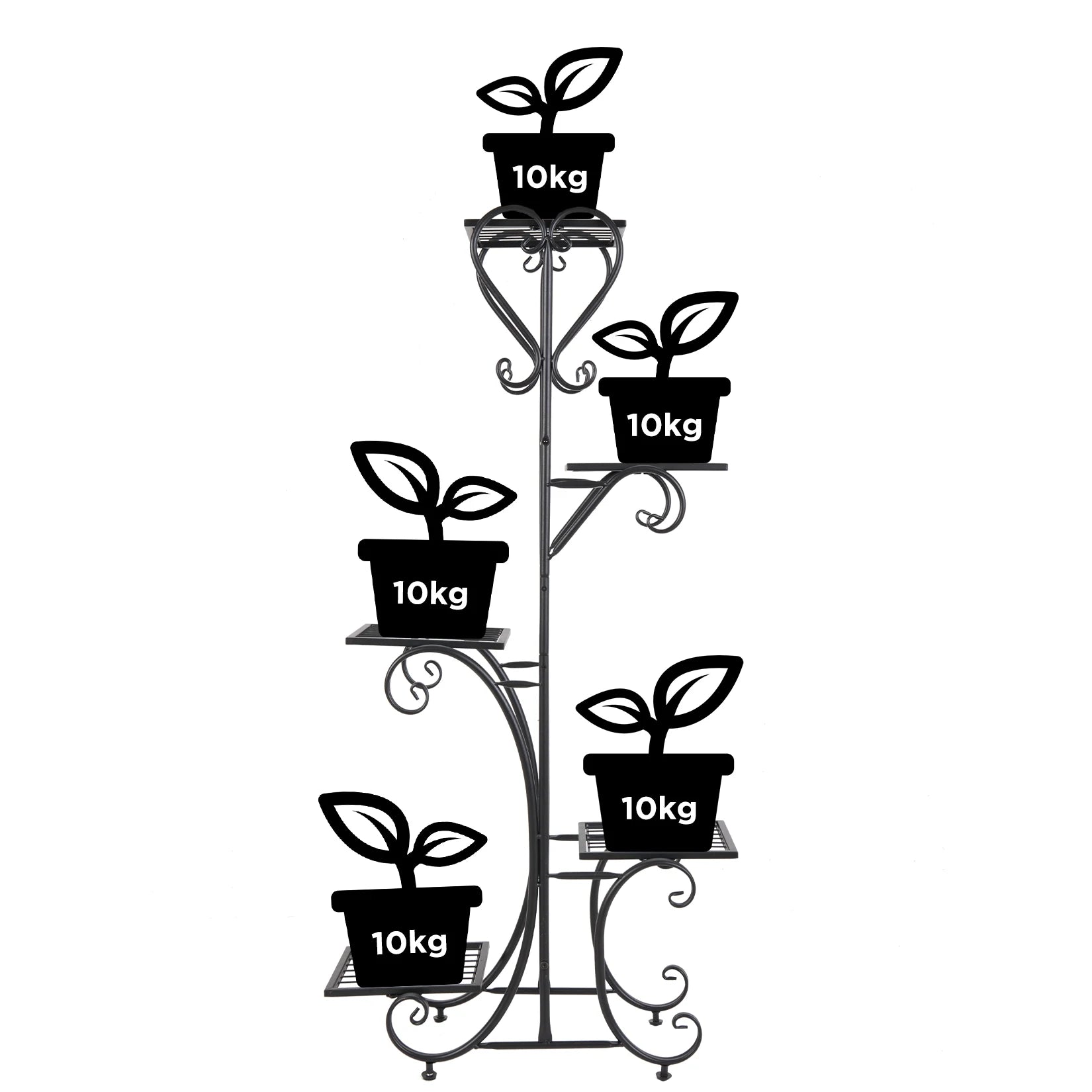 Détail des niveaux du porte plantes pour organisation des plantes