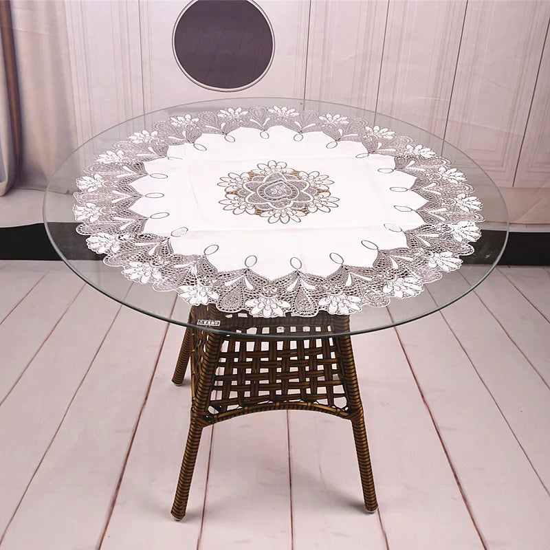serviette table brodée florale moderne or blanc élégante noël maison fête