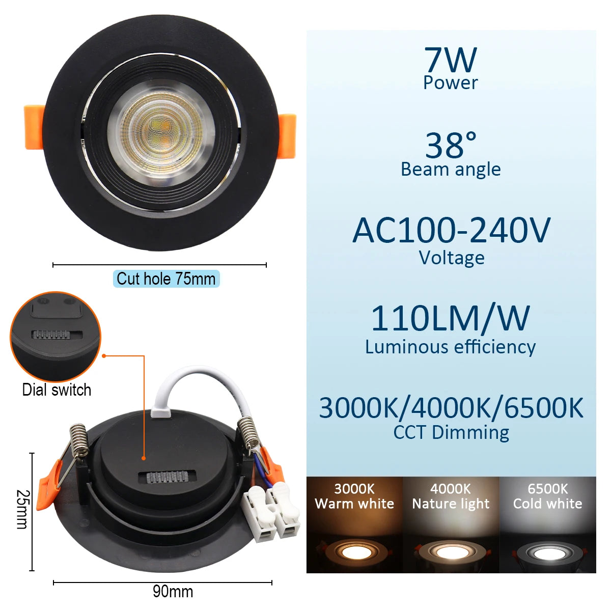 spots led ajustables blanc noir modernes lumiere salon cuisine minimaliste clips amovibles