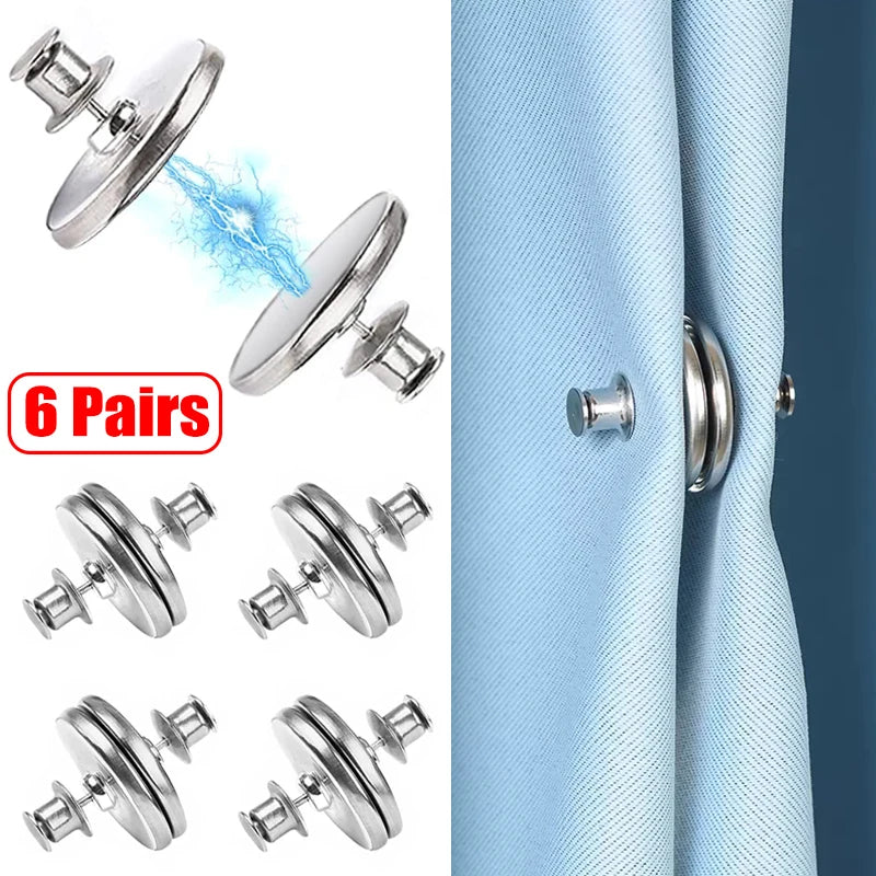aimants magnétiques argentés modernes 17mm 20mm 25mm rideaux détachables sans clous trois six paires
