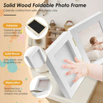 Cadre photo pliable bois blanc empreintes mains bébés souvenir classique kit encre instructions