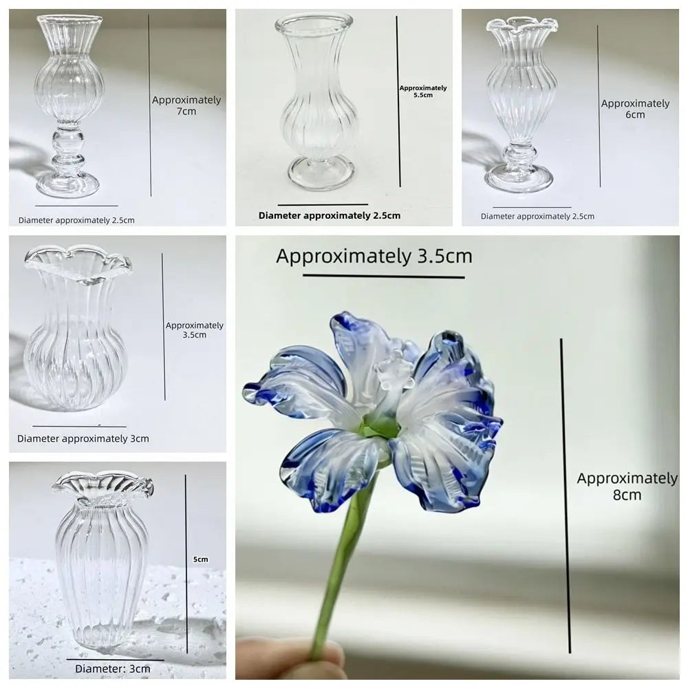 décoration florale verre transparent vase ridé fleur artificielle moderne chambre salon cadeau artisanal