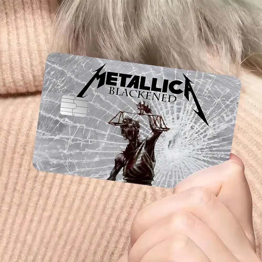 autocollants graphiques metallica cartes bancaires réutilisables waterproof noir rouge bleu