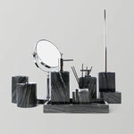 ensemble accessoires salle bain marbre noir rangement brosse dents dentifrice moderne luxe