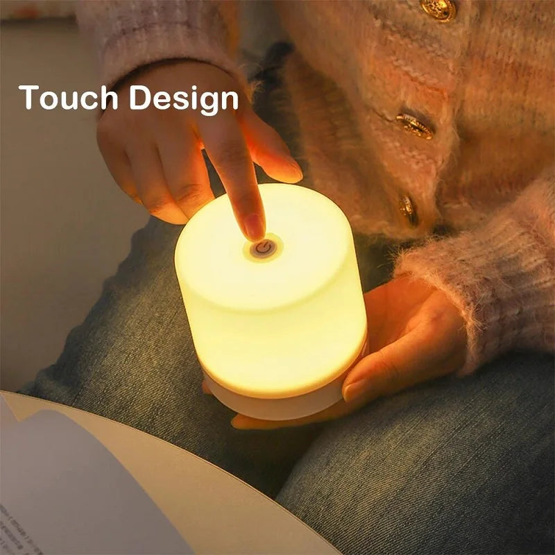 lampe tactile rechargeable led blanc moderne minimaliste veilleuse table chambre protection yeux gradation continue