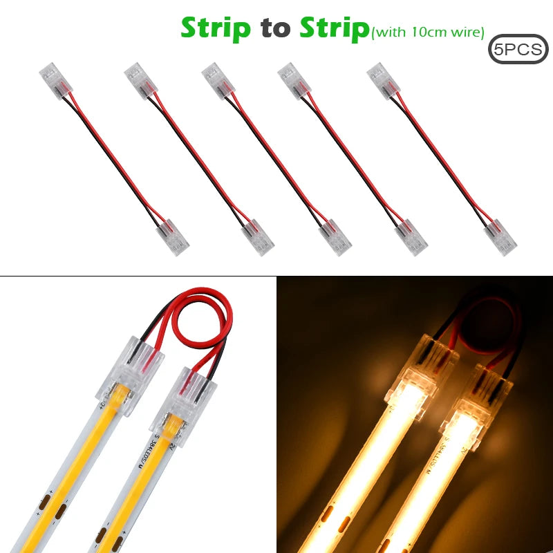 ruban led jaune clips câbles moderne transparent 8mm ip20 ip65 led cob 2835 smd