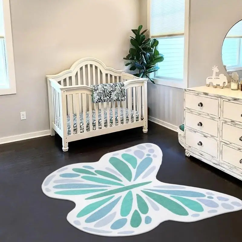 tapis moderne papillon géométrique blanc violet bleu vert jaune rose adhésif salon chambre