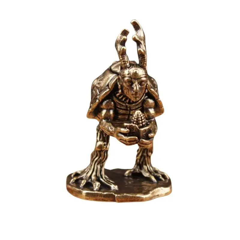 figurines dorées homme tortue décoratives asiatiques mythologique sculptural maison jardin