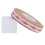 ruban décoratif fleuri vintage blanc noir bleu rose jaune simple complexe bordure dentelée polyester