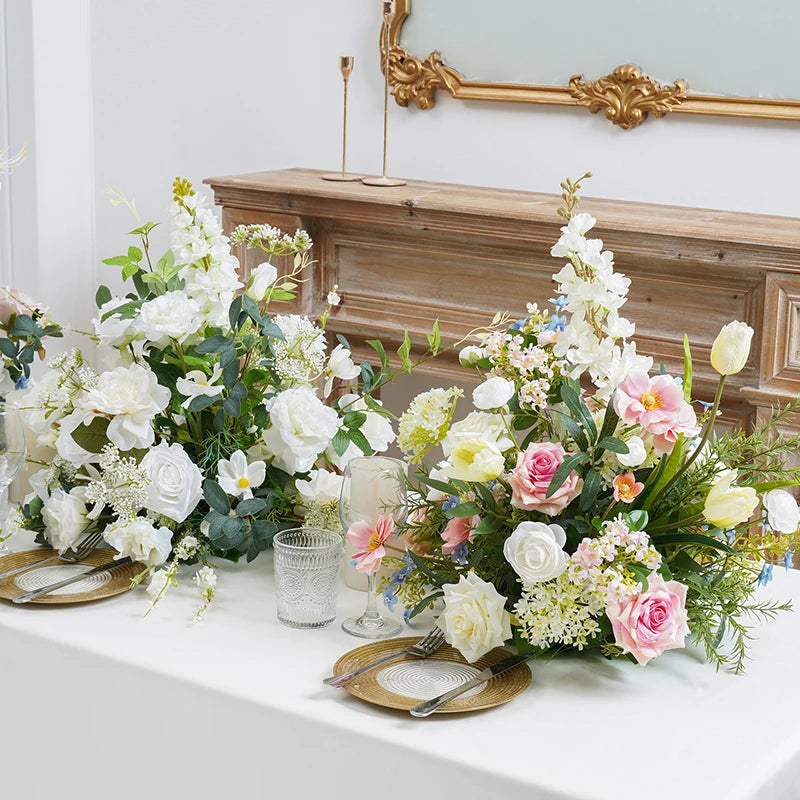 bouquets fleurs artificielles blanc rose bleu vert décoration maison anniversaire mariage party événement