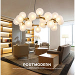 suspension moderne boules translucides blanc doré noir led restaurant salon bar