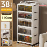 meuble rangement pliable blanc roulettes portes poignées dorées vêtements