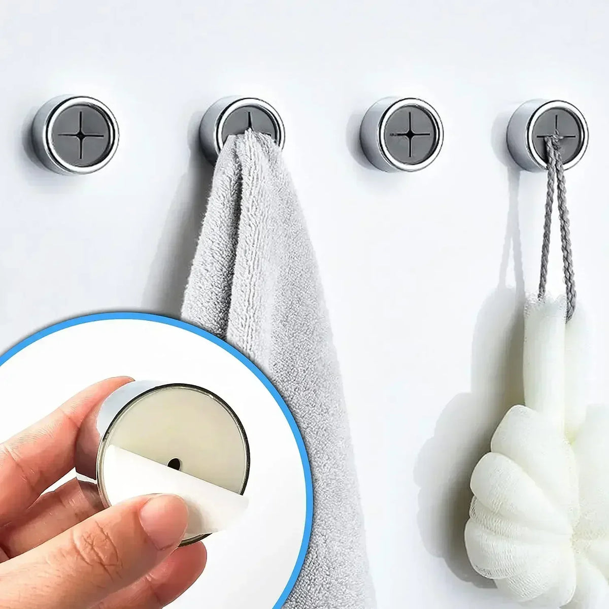 porte serviettes auto adhésifs moderne argenté gris croix dorée salle bain utilisation multiple respectueux