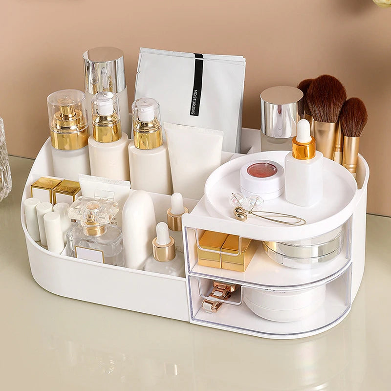 organisateur maquillage blanc rose minimaliste multifonctionnels compartments rangement cosmétiques officesupply