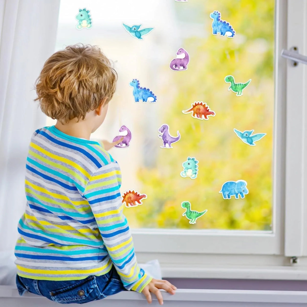 autocollants dinosaures aquarelle rouleau 500pcs adhésifs enfants enveloppes motifs colorés
