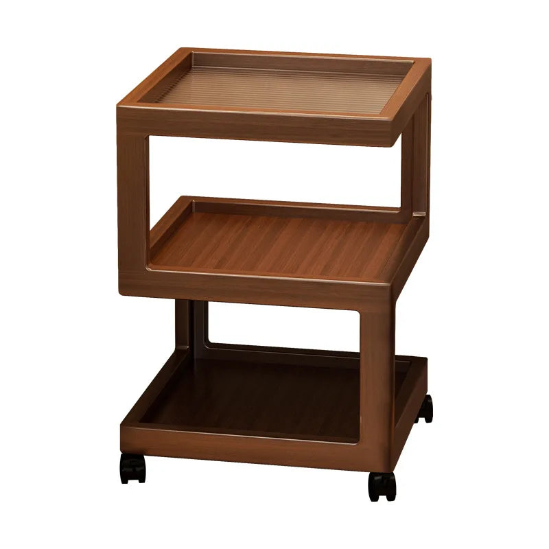 table d'appoint moderne table nuit roulettes tiroirs meuble chambre coucher