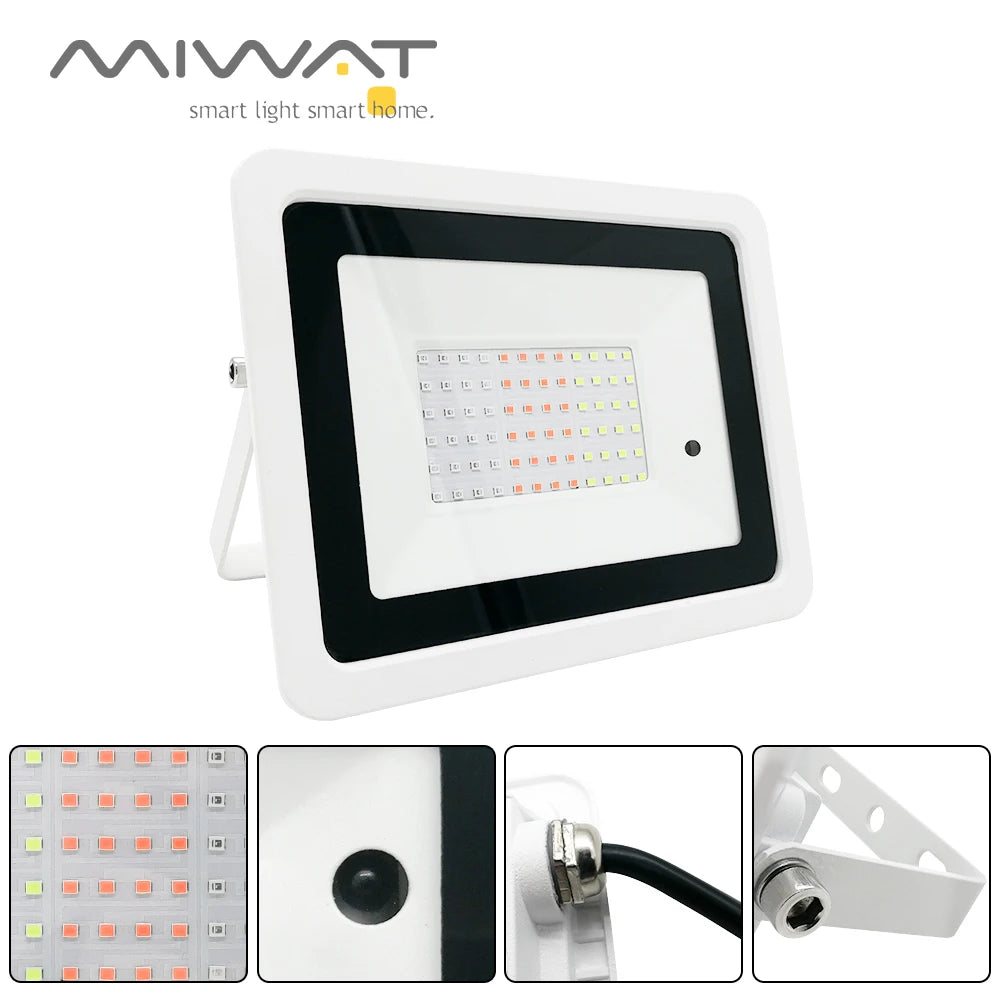 projecteur led rgb blanc noir moderne certification ip68 étancheextérieur télécommande