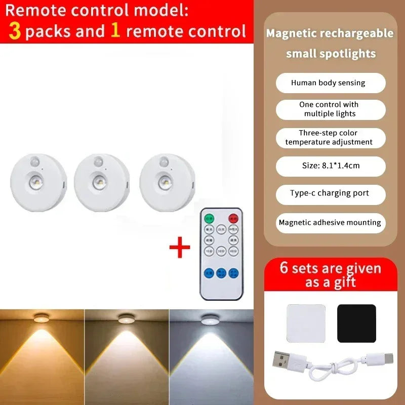 lampe led motion sensor nuit blanc moderne télécommande rechargeable autonomes