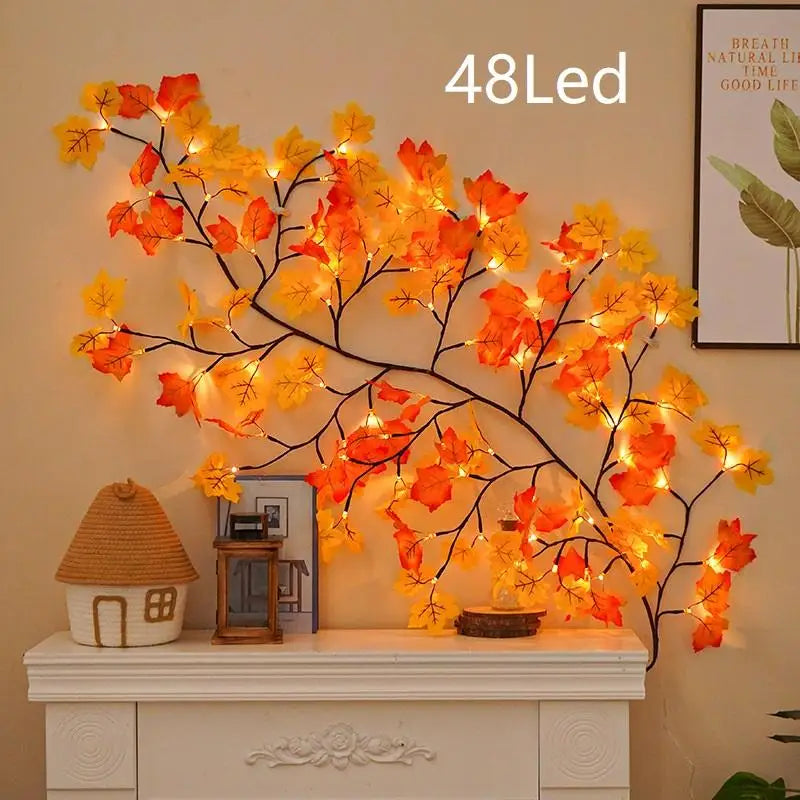 décoration murale guirlande lumineuse feuilles érable fleurs branches flexibles led