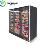 présentoir commercial triple porte vitre anti buée fleurs bouquets pots roulettes moderne