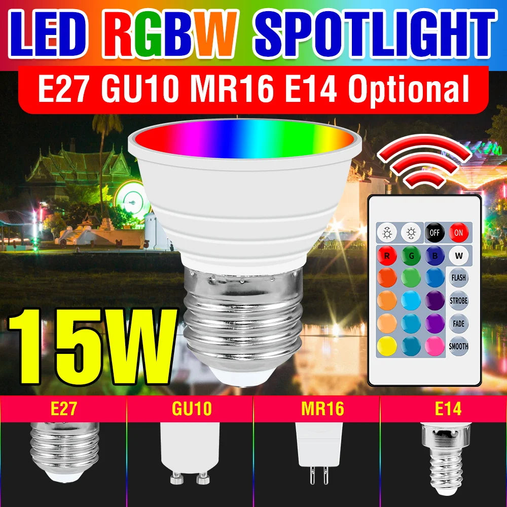 ampoule led rgb 15w e27 télécommande blanc moderne décoration chambre lumière nocturne