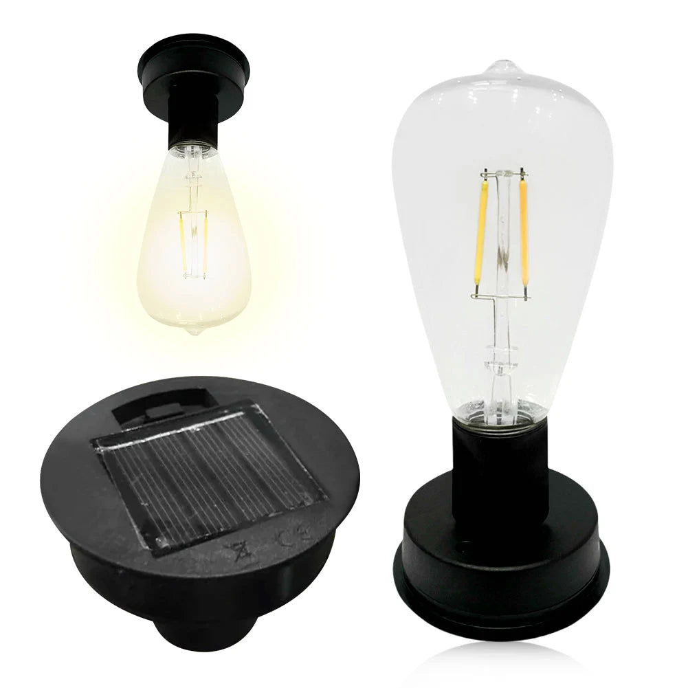 lampe solaire moderne transparente ampoule led gouttes d'eau noir matextérieur jardin automatique sensoriel rechargeable