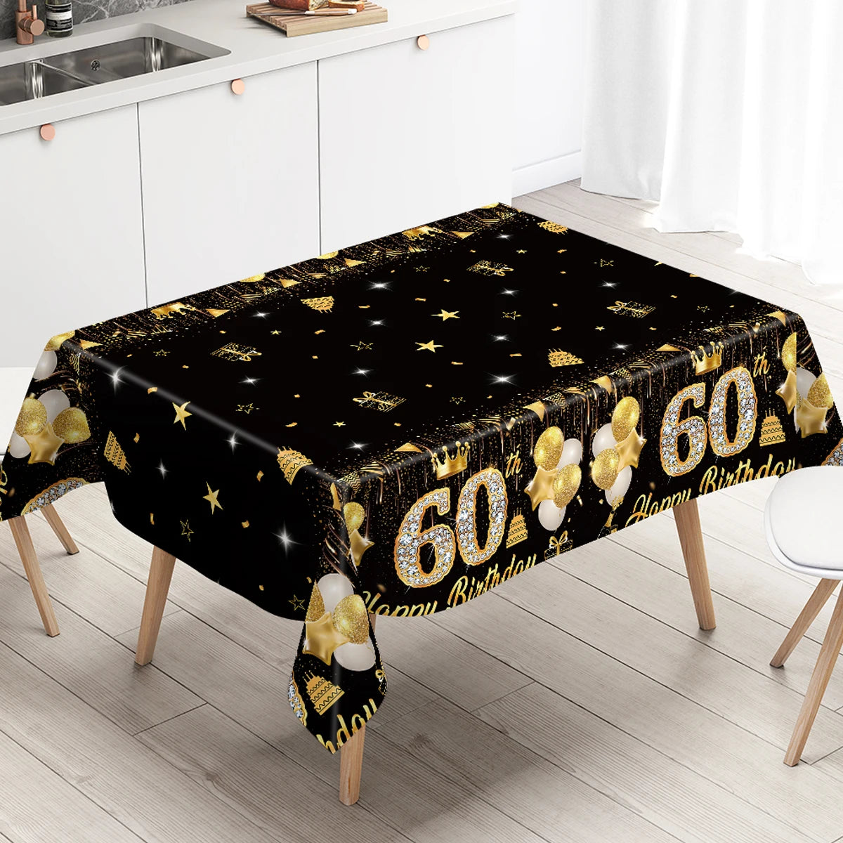 vaisselle jetable anniversaire noir doré assiettes verres serviettes bannières fête décorations confettis