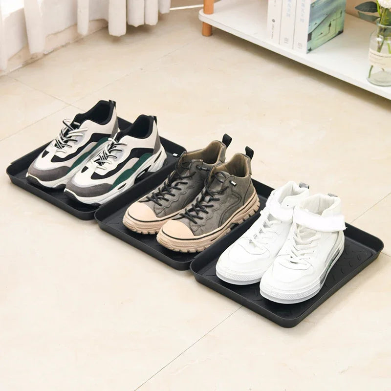 plateau chaussures noir texture diamantée moderne waterproof facile nettoyer empilable entrée animaux