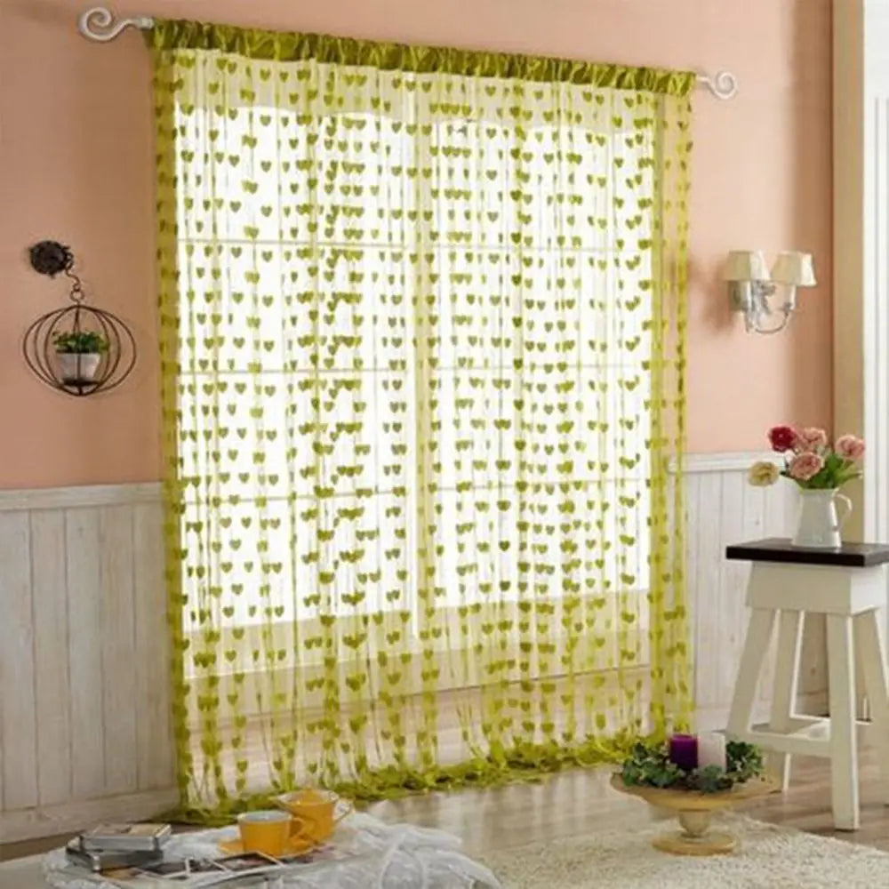 rideaux décoratifs bohèmes motifs cœurs tissu transparent romantique tringle rideaux