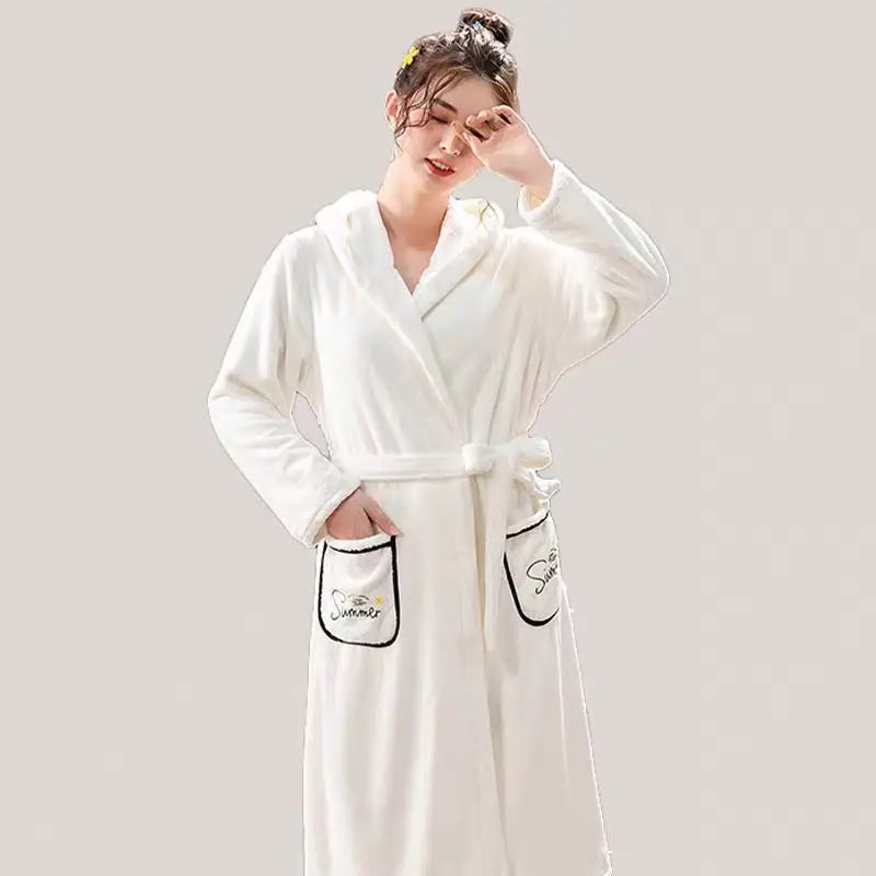 robe chambre polaire velours doux gris clair rose moderne absorbante toilette