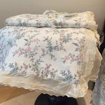 couette coton imprimé floral vintage blanc rose bleu verte translucide 200x230cm