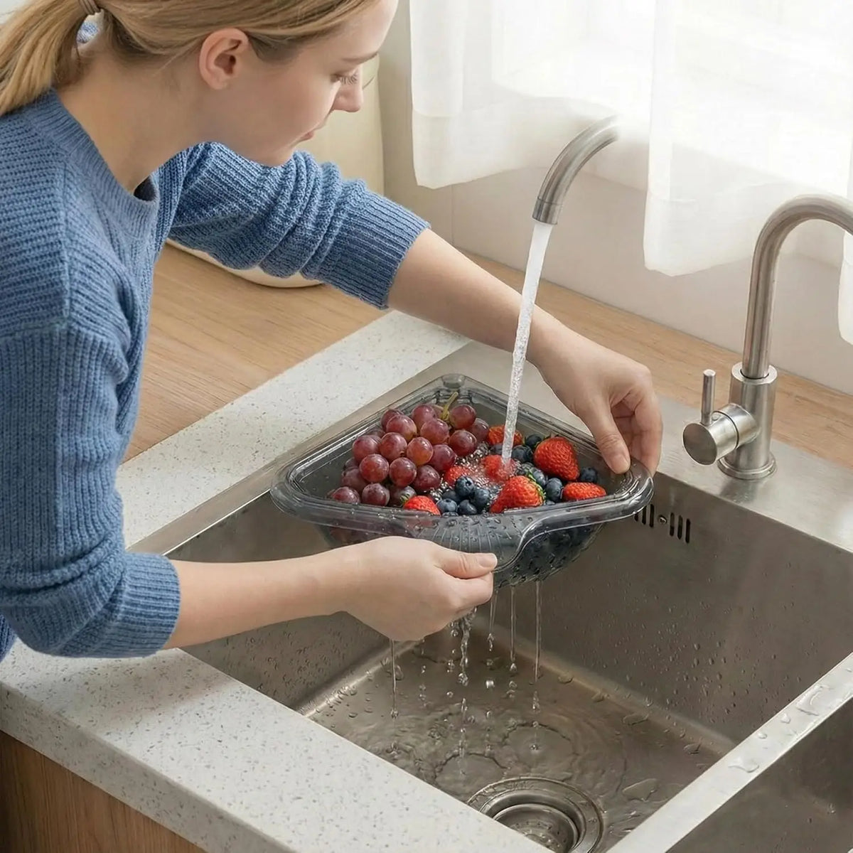 bac déchets moderne transparent aimanté évier cuisine organisateur filtrant lisse