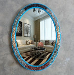 miroir décoratif ovoïde coquillages bohème accueil maison accessoires deco coquillage bordure ornemental