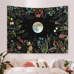 tapisserie polyester floral lunaire papillons champignons étoiles feuilles clips romantique fantaisie naturel