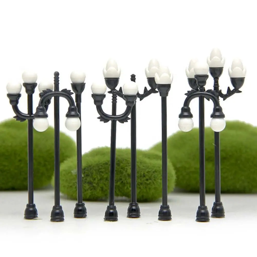 lampadaire miniature résine noir simple classique boules lumineuses blanches décoration jardin aménagement paysager diy