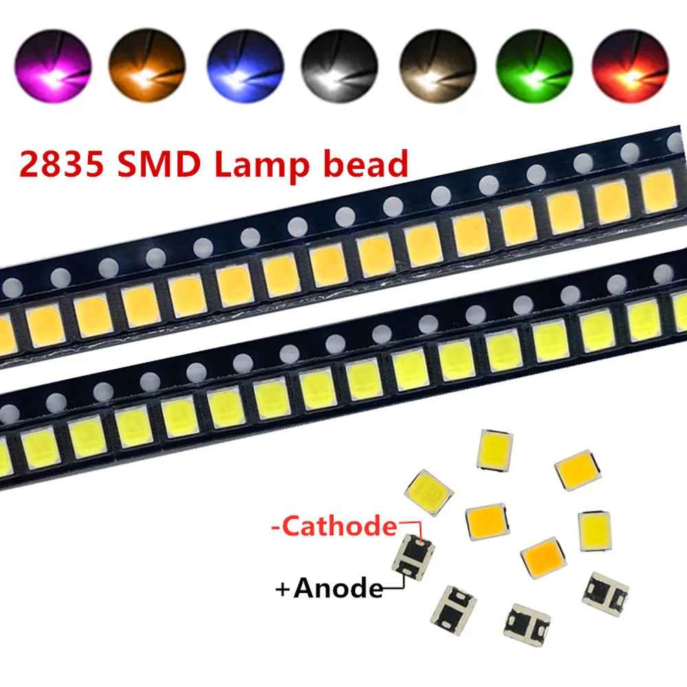 led smd 2835 violet orange bleu noir blanc vert rouge 3v carré électronique��