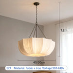 lampe suspendue moderne blanche chaîne métallique rayures horizontales 40 50 cm