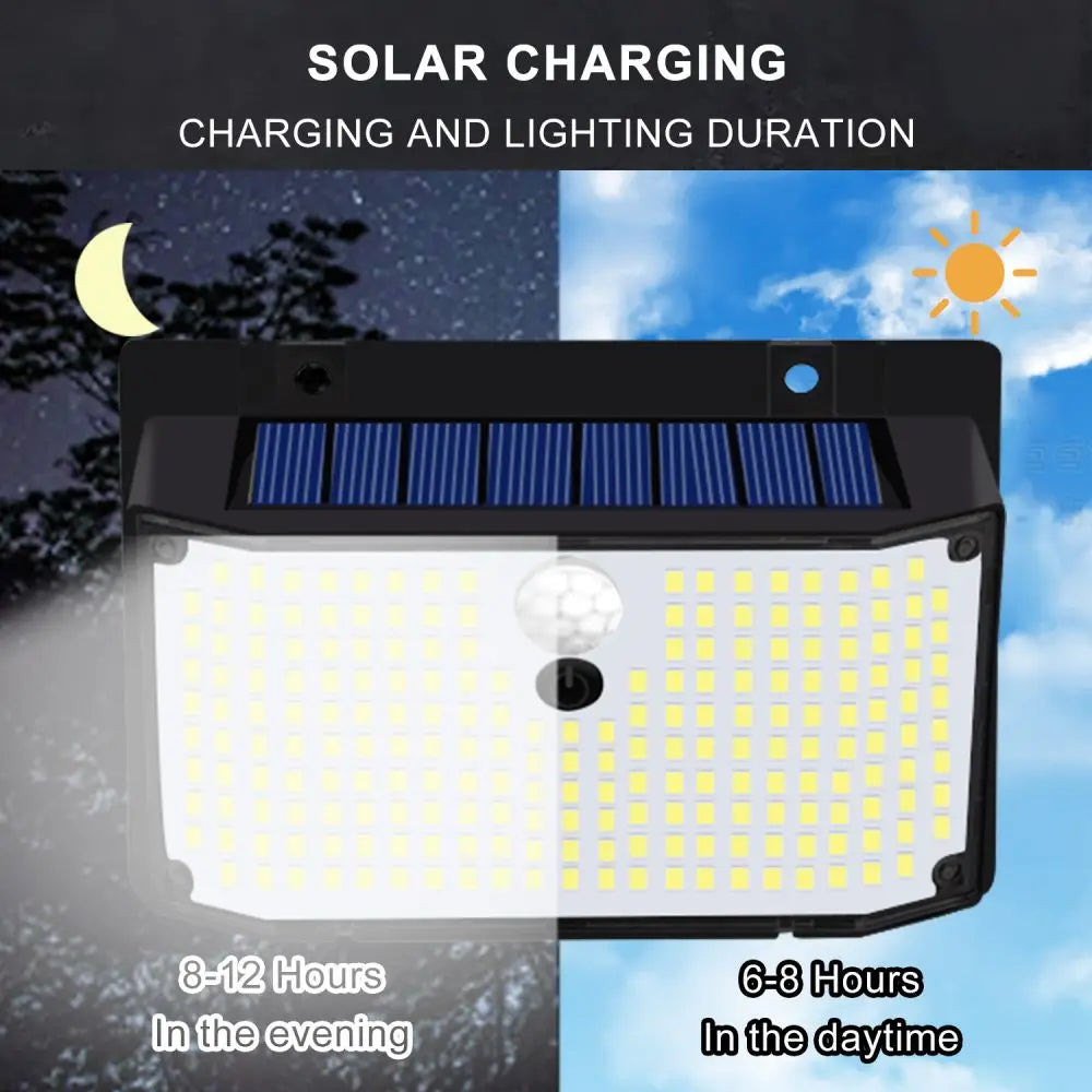 lumière solaire led 176 diodes capteur mouvement moderne jardin sécurité
