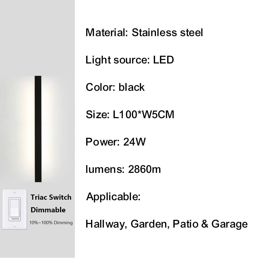 lampe murale led contemporaine noire ip67 gradation 10 100 étanche fixation