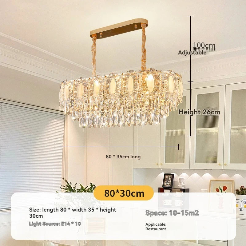 lustre doré cristal pendeloques classique moderne encastrée led 2000lm
