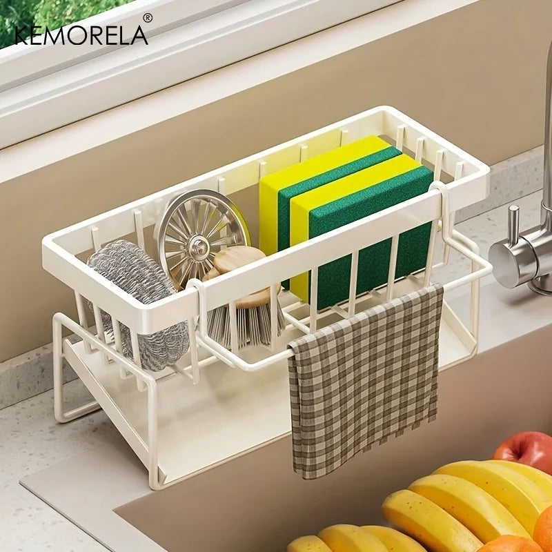 étagère cuisine moderne acier inoxydable blanc noir plaid beige gris brosse vaisselle gant nettoyage