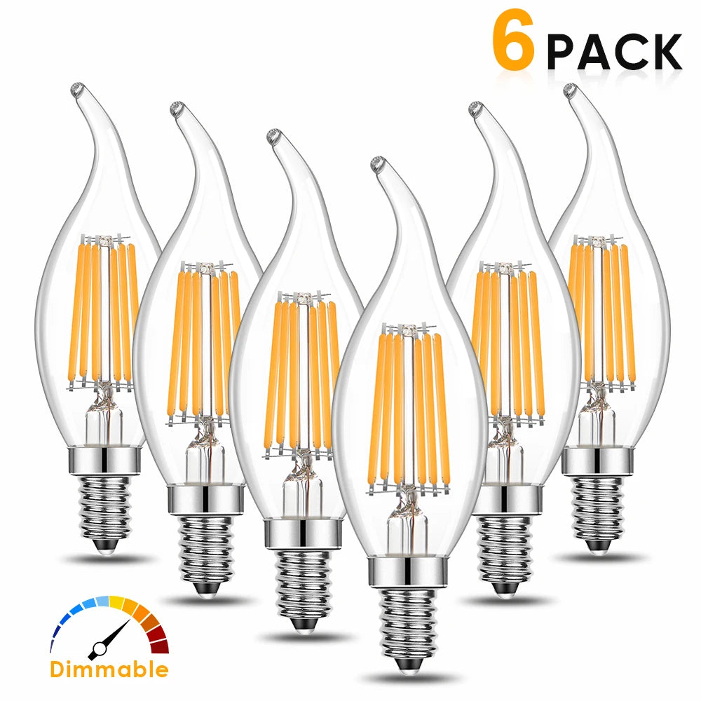 ampoule led filament transparente jaune vintage e14 220v 6w 250lm 2500h moderne