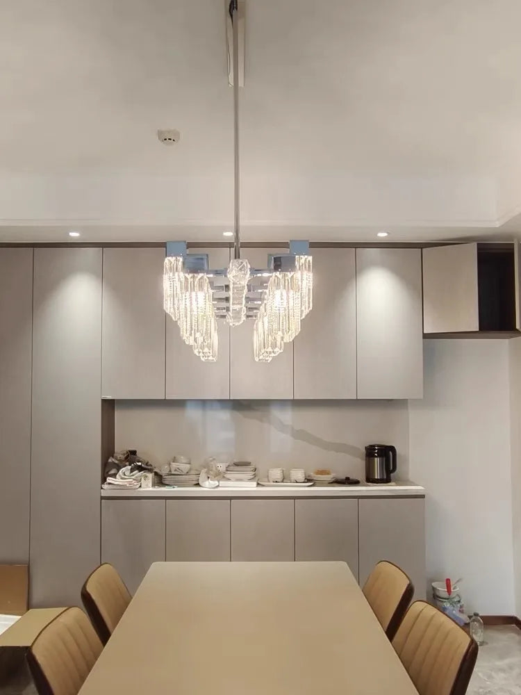 lampe suspendue moderne transparente chrome facettes 4200K 3000K 6500K 90260V 200082000lm