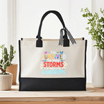 sac main toile beige noir papillons survivre tempêtes moderne réutilisable respectueux environnement casual