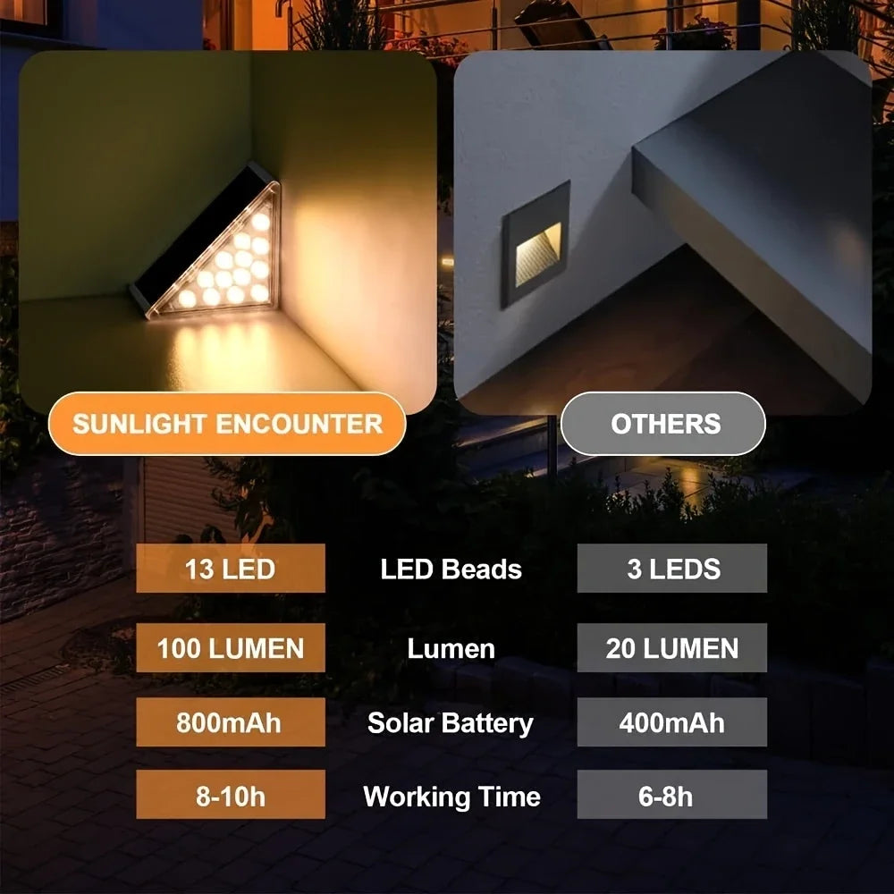 appliques murales solaires adhésives led noir blanc modernes triangles opaques sécurité extérieur